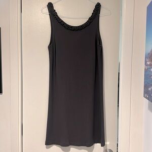 Cute J.Crew grey sleeveless tank dress with ruffle neck m medium